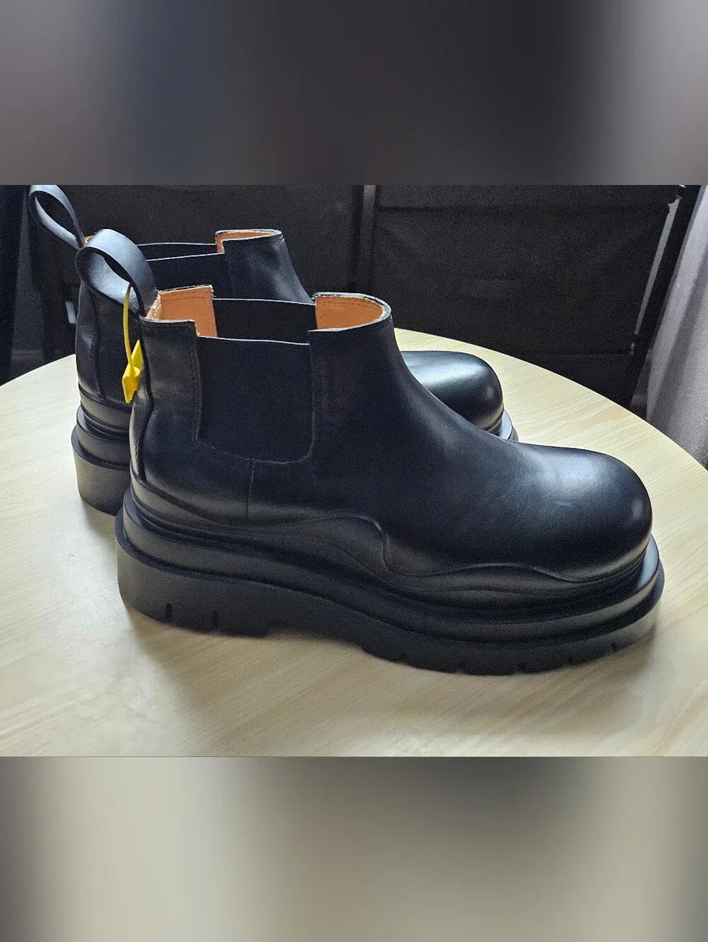 NB&BV Black Chunky Platform Chelsea Boots EU 45 US Men's 12 Pull On Lug Sole.
